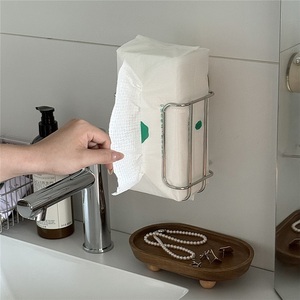Zinc Alloy Wall-Mounted Punch-Free Napkin <b>Paper</b> Towel Rack with Wet <b>Tissue</b> Storage for Hotel Bathroom - Product Image 2