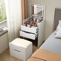 Table de toilette moderne de luxe en bois avec LED et plateau rabattable pour petits hôtels, appartements, chambres familiales et salons