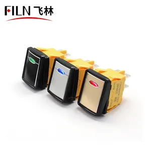 FILN KCD4 series Waterproof IP67 30A 250V rocker switches gold/sliver/black plated button red copper contact ON-OFF 220v 110v