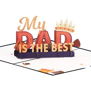 해피 아버지의 날 재미있는 3D 종이 팝업 봉투 아빠 선물 인사말 카드