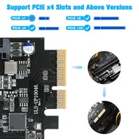 Carte d'extension métallique PCIe USB 3.2 10 Gbps à 4 ports (4x Type-C) – Adaptateur 4-en-1 PCI vers USB-C pour ordinateur de bureau