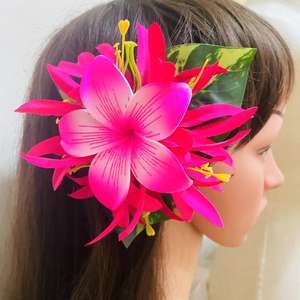 Accessoires capillaires floraux en mousse : Pince à cheveux Lys Araignée, Tiara <span class=keywords><strong>artificielle</strong></span> Plumeria, Frangipanier, Hibiscus pour Fête, Remise <span class=keywords><strong>de</strong></span> diplôme, Mariage - Product Image 3