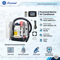 Système HVAC marin autonome Puremind 220V 12000BTU R410A 3 en 1 (refroidissement, chauffage, déshumidification) pour yacht, fourni par le distributeur Asie