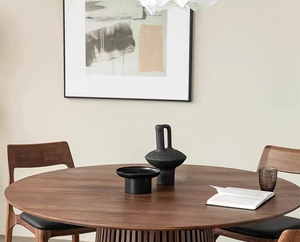 Nhà cao cấp sang trọng nghệ thuật hiện đại Deco gỗ nối dài 72 inch Vòng Gỗ thật vòng tròn phòng ăn bảng với phần mở rộng - Product Image 6