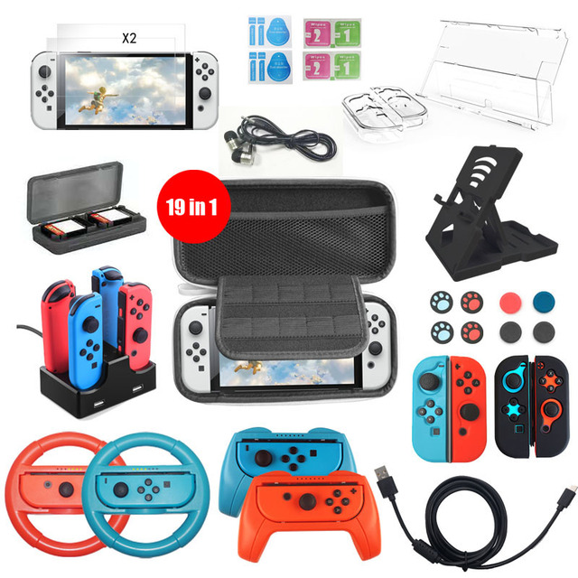 Thumb Grip Game Card case Steering Wheels Nintendo Switch,Games Pouch Accessories Screen Protector Oled nintendo Switch case