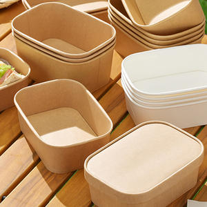 Caja de Almuerzo Ecológica Biodegradable para Llevar, Caja de Papel para Comida, Caja de Papel <span class=keywords><strong>Kraft</strong></span> para Restaurante con Tapas - Product Image 1