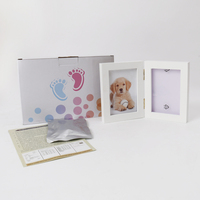 Cadre photo rectangulaire pliable en bois de pin pour empreintes de pattes d'animaux, impression numérique, cadeau commémoratif