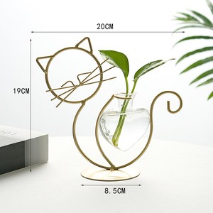 <span class=keywords><strong>Vaso</strong></span> in Vetro da Tavolo con Supporto Moderno e Creativo a Forma di Gatto per Piante Idroponiche, Decorazione Casa e Matrimonio - Product Image 4