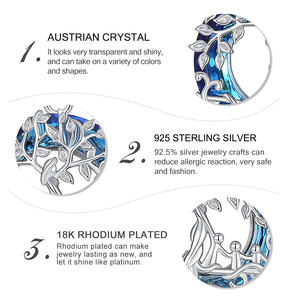 Merryshine, оптовая продажа, другие модные 925 стерлингового серебра, семейное древо жизни, австрийский хрустальный кулон, ожерелье для женщин - Product Image 4