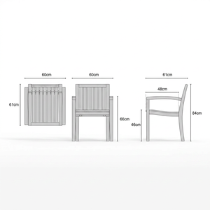 Chaise de jardin en teck avec accoudoirs, mobilier d'extérieur contemporain, structure en bois durable, pieds effilés, cour, patio - Product Image 2