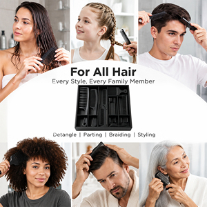 Peigne <span class=keywords><strong>à</strong></span> cheveux professionnel en plastique, écologique, 11 pièces, pour salon, style plat, <span class=keywords><strong>à</strong></span> dents fines et larges, pour la coiffure - Product Image 2