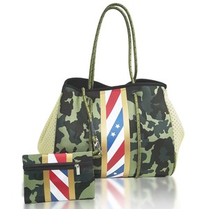 Bolsa de playa de neopreno con pequeño bolso de mano de color de camuflaje de moda portátil bolsas de playa bolsas de compras reutilizables ecológicas - Product Image 1