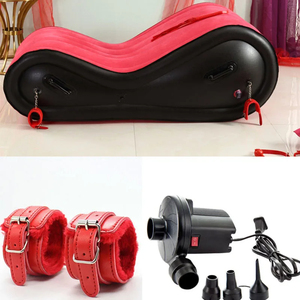 PVC 에어 쿠션 섹스 소파 침대 BDSM 섹시 의자 4개 수갑 포함 야외 가구 커플용 (해변, 정원) - Product Image 5