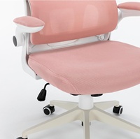 Chaise de bureau pivotante à dossier haut en maille avec appui-tête, tissu rose, chaise de bureau pour femmes
