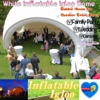 Dôme de golf gonflable blanc portable avec éclairage LED intégré, ventilateur, plusieurs tailles, pour fêtes, mariages, camping, tente igloo, événements en plein air, AIRTECH