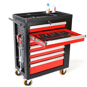 13 drawers tool cabinet trolley with side door caster and side tray