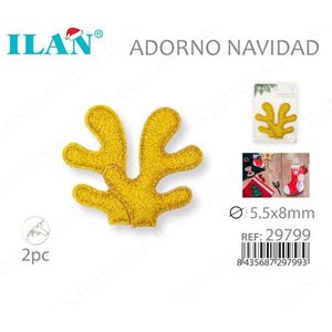 Ornamento in Corno di Cervo Ilan 5.5x8mm Dorato Decorazione Natalizia - Product Image 3