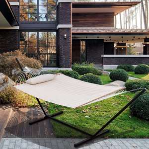 Danlong Hamacs balançoire <span class=keywords><strong>hamac</strong></span> en tissu matelassé double 55 "avec oreiller, lit <span class=keywords><strong>hamac</strong></span> <span class=keywords><strong>beige</strong></span> - Product Image 6