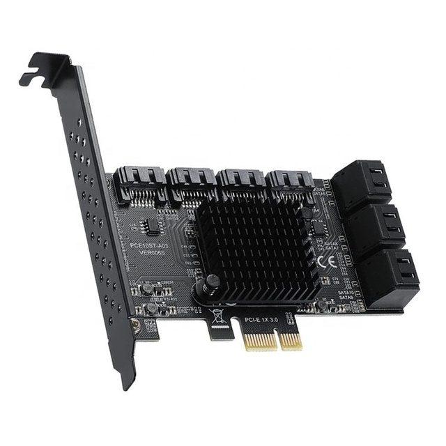 High Quality for SATA Expansion Card PCI-E X1 to 10 Ports for SATA 3.0 6Gbps Adapter with ASM1166 Metal Material Stock Product