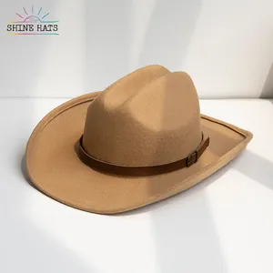 Shinehats luxo ocidental cowboy fedora chapéus 100% lã sentiu colorido chapeau cowgirl das mulheres com hatband
