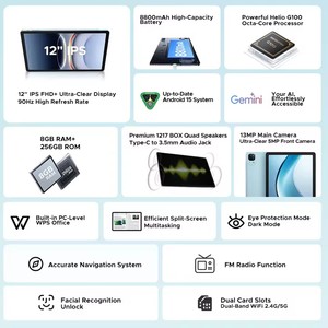 Toàn Cầu Phiên Bản Doogee Tab E3 + Máy Tính Bảng 2 Trong 1 PC Gemini AI 12 "32GB(8 + 24) 256GB 8800MAh Pin Kép Loa <span class=keywords><strong>Android</strong></span> 15 Thông Minh Pad - Product Image 4