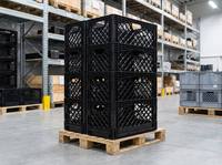 Caisse à lait en plastique ventilée pliable et empilable de 24 litres pour les usines agricoles, la chaîne du froid, les supermarchés, le stockage industriel