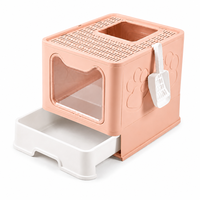 Grande litière pour chat pliable, anti-odeurs, avec accès par le haut, accessoire pour animaux de compagnie, design fermé