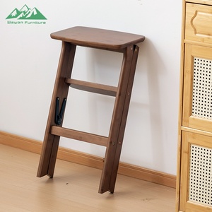 <span class=keywords><strong>Tabouret</strong></span> pliant en <span class=keywords><strong>bambou</strong></span> naturel Wayon, design échelle à 3 marches avec renforts métalliques, gain de place pour le rangement dans la chambre - Product Image 4