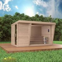 Sauna Kayu Tunggal Desain Modern untuk Luar Ruangan, Nyaman, Komersial, Prefabrikasi, dan Dilengkapi Pemanas Listrik untuk Sauna Uap Basah.
