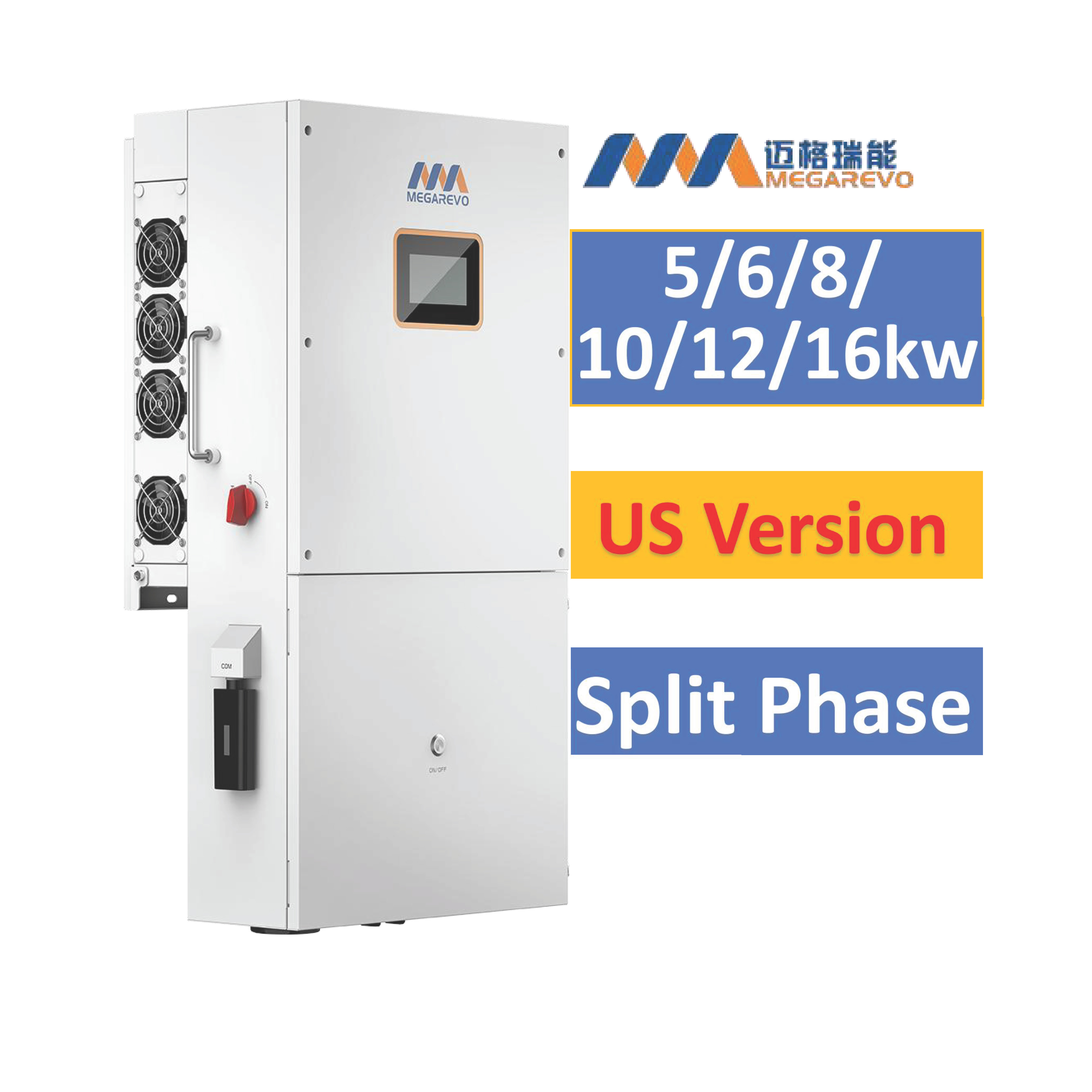 Megarevo US версия R12KLNA R16KLNA 12 кВт 16 кВт Гибридный солнечный инвертор с разделенной фазой 5 кВт 6 кВт 8 кВт 10 кВт 12 кВт 16 кВт