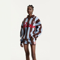 Pull ample à manches longues en viscose-nylon jacquard à motif alphanumérique style hip-hop urbain pour femme, col semi-ouvert