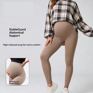 Leggings en nylon couleur café, prêts à porter en extérieur, pour la <span class=keywords><strong>grossesse</strong></span> précoce, très élastiques, à séchage rapide, non contraignants - Product Image 3