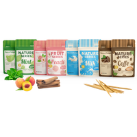 Großhandel aromatisierte Zahnstocher, maßge schneiderte aromatisierte Zahnstocher mit Koffein und Obst boxen mit Reiß verschluss für die Raucher entwöhnung.