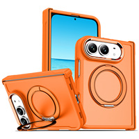 Étui magnétique rotatif avec béquille pour iPhone Duo Fold 18 Ultra, coque de protection double charnière, toucher doux, PC antichoc, coque en TPU