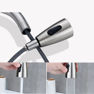 304 Stainless Steel Single-hole <b>Brushed</b> Nickel-colored Dual-function Cold and Hot Kitchen Pull-out Faucet - Product Image 3