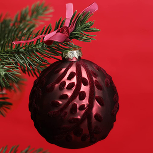 Burgundy <span class=keywords><strong>Red</strong></span> giáng sinh Bóng thủy tinh trang trí cho cây Xmas cho kỳ nghỉ đám cưới Xmas bên thân thiện với môi trường - Product Image 1