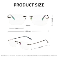 Montura de Gafas Ópticas de Metal sin Marco, Diseño Geométrico Rectangular, Cómodas, Elegantes, Unisex, para Adultos, para Todo Tipo de Rostro