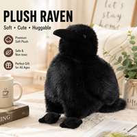 Peluche Corbeau Noir Doux Premium Personnalisé, Jouet en Peluche Corbeau Réaliste, Poupée Oiseau, Cadeau d'Halloween, Vente en Gros OEM, MOQ 100 PIÈCES