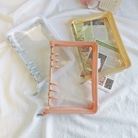 Classeur à Fermeture Éclair A5 A6 Kpop Transparent pour Cartes Photo, Album Photo DIY, Organisateur de Sac à Feuilles Mobiles 6 Trous, Carnet
