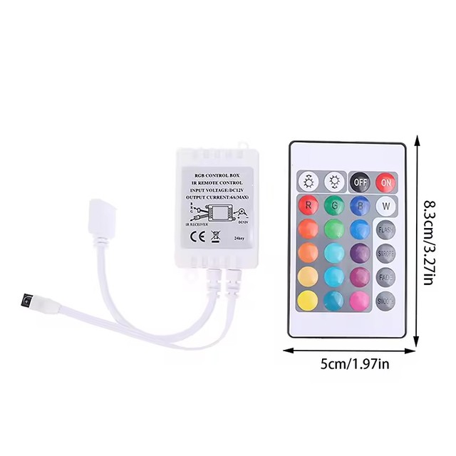 Led Controller 24 Keys LED IR RGB Controller Box 1 to 2 Controller IR Remote Dimmer DC12V for RGB 3528 5050 LED Strip Lights