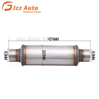 Knalpot mobil lurus Tengah, Glasspack perak Stainless Steel 2.5 "Inlet Outlet 4" tubuh Universal Resonator cerah