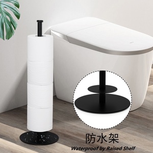 Bathroom <b>Waterproof</b> Toilet Paper Holder Free Standing Metal Toilet Paper Stand for 4 Rolls Bathroom Organizers and Storage Black - Product Image 4