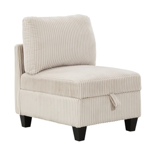 Modern Living Room Furniture Beige Armless <b>Chair</b> <b>with</b> <b>Storage</b> Corduroy Fabric Upholstery 1pc Modular Armless <b>Chair</b> - Product Image 1