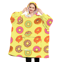 Selimut Hoodie Sherpa lapisan ganda dapat dipakai musim dingin hangat ukuran besar desain kustom personalisasi dengan tudung