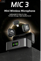 Microphone Lavalier Sans Fil Mic3 avec Réduction de Bruit IA, Anti-Interférence, Affichage de Puissance, pour Enregistrement et Diffusion en Direct en Extérieur