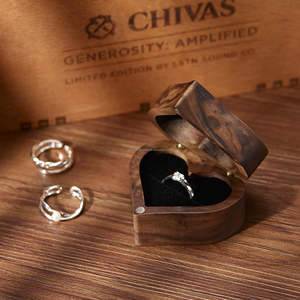 A forma di <span class=keywords><strong>cuore</strong></span> antico anello di diamante scatola di stoccaggio Set anello di fidanzamento supporto con singolo Slot scatola di legno anello - Product Image 3