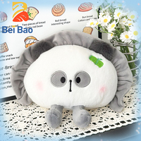 Peluche unisexe personnalisable avec logo, motif panda réaliste, en forme de boulette, brodée, faible MOQ, directement de l'usine