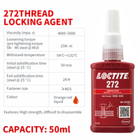 272 colle d'étanchéité anaérobie liquide adhésif scellant Hot Melt Silicone Lotiter 50ml poids vis colle adhésive cuir collage