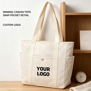 Sac fourre-tout personnalisé en toile naturelle grande capacité pour événements promotionnels et professionnels avec logo imprimé sur mesure - Product Image 1