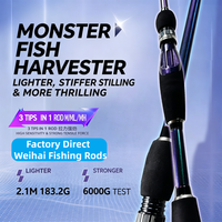 Canne à pêche Weihai Rod 3 Tips 30T en carbone, 2,1 m, 183,2 g, ML/M/MH, charge maximale 6 kg, spinning, casting, eau douce, eau salée, bar, brochet, OEM